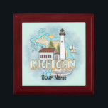Michigan Lighthouse  Gift Box<br><div class="desc">Michigan Lighthouse gift box by ArtMuvz Illustration.Matching watercolor lighthouse t shirt, apparel, nautical clothing, lighthouse collector apparel. Lighthouse gifts are a great way to show someone you care, especially if they love the ocean, the coast, or lighthouses themselves. Lighthouses are iconic symbols of hope, guidance, and safety, and they can...</div>