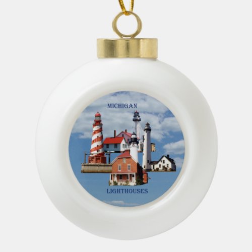 Michigan Lighthouse round or snowflake ornament