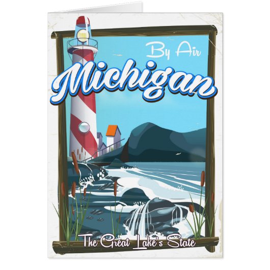 Michigan Lighthouse travel poster!. Cards (Front)