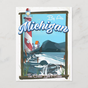 Michigan Lighthouse travel poster!. Postcard