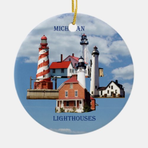 Michigan Lighthouses ceramic ornament