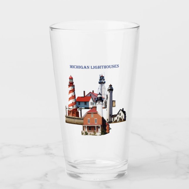 Michigan Lighthouses glass (Front)