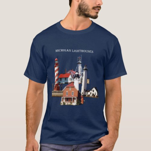 Michigan Lighthouses shirt dark