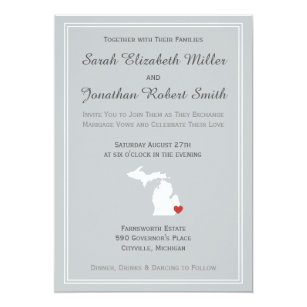 Michigan Wedding Invitations Zazzle Michigan Love Customizable Wedding Invitation