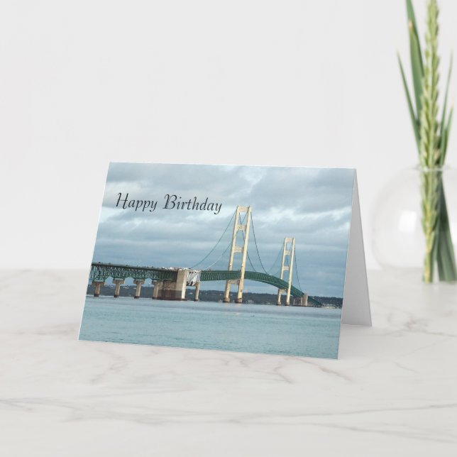 Michigan Mackinac Bridge Photo Birthday Card (Front)