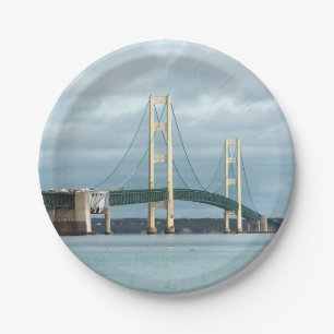 Michigan Mackinac Bridge Photo Paper Plates