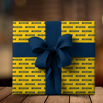 Michigan Maize And Blue Wrapping Paper by BirthdayDepot at Zazzle