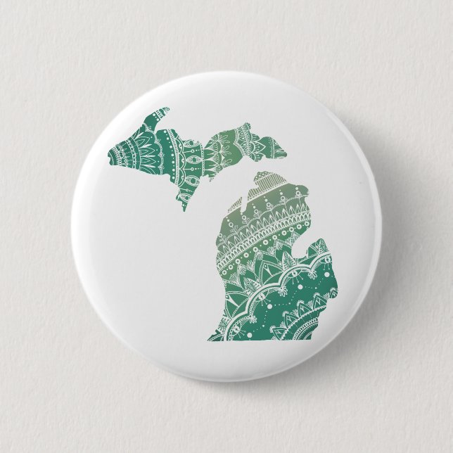 Michigan Mandala By Megaflora Design Button (Front)