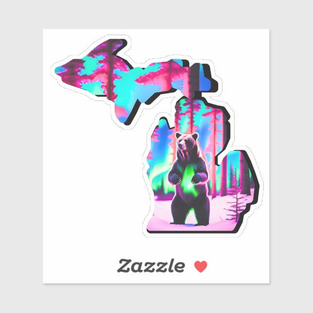 Michigan map BEAR sticker! Sticker (Sheet)