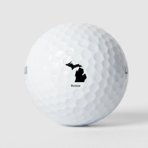 Michigan Map - Black and White Modern Michigan Map Golf Balls