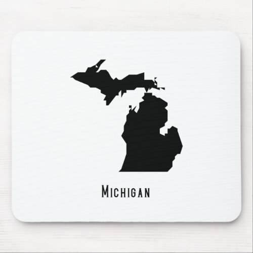 Michigan Map _ Black and White Modern Michigan Map Mouse Pad