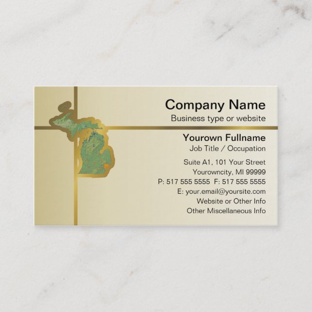 Michigan Map Business Card (Front)