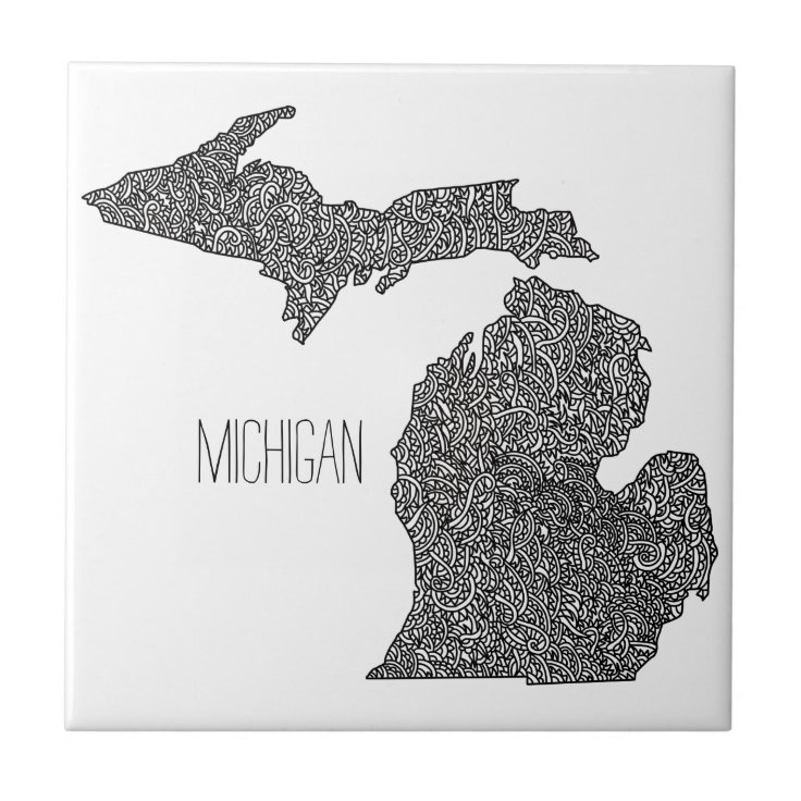 Michigan Map Ceramic Tile | Zazzle