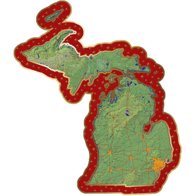 Michigan Map Christmas Ornament Cut Out (Front)