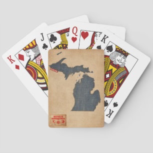 Michigan Map Denim Jeans Style Poker Cards