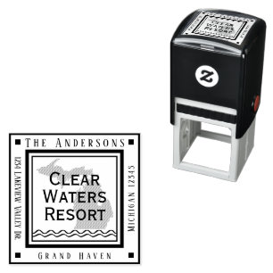Michigan Map Lake House Return Address Square Self-inking Stamp