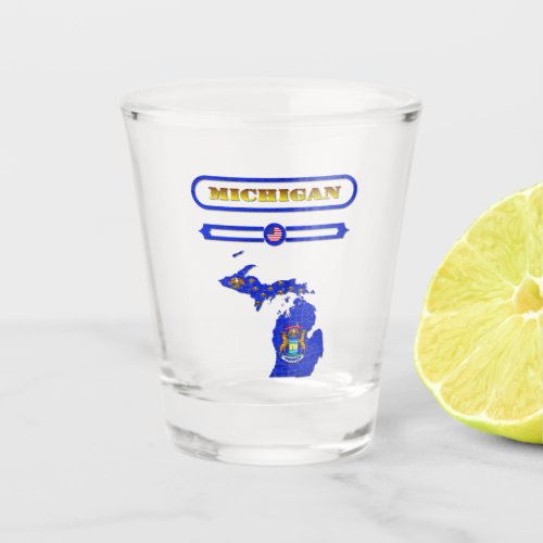 MICHIGAN MAP OF MICHIGAN USA SAMER BRASIL  SHOT GLASS