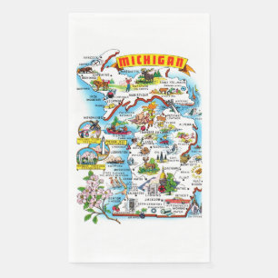 Michigan Map Paper Guest Towels