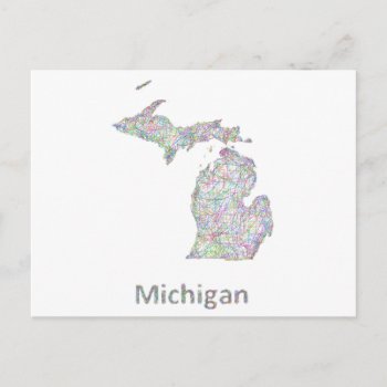Michigan Map Postcard by ZYDDesign at Zazzle