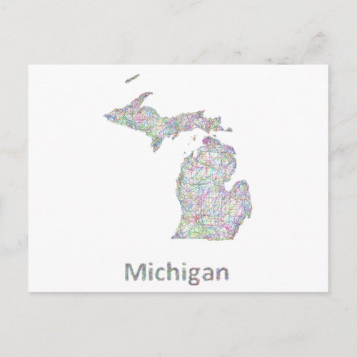 Michigan map postcard