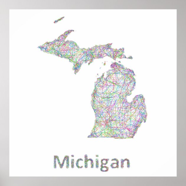 Michigan Map Poster Zazzle   Michigan Map Poster Rff166bbc736a4ff9af0855a746f05320 Wh5 8byvr 630 