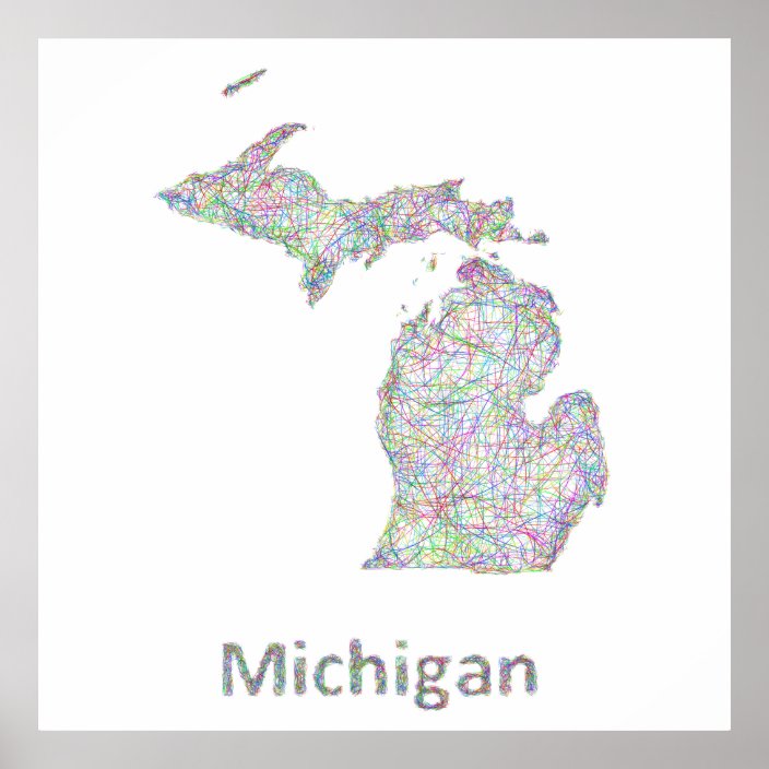 Michigan Map Poster Zazzle Com   Michigan Map Poster Rff166bbc736a4ff9af0855a746f05320 Wh5 8byvr 704 