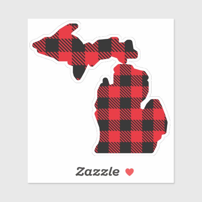 Michigan Map - Red - Black Plaid decal (Sheet)
