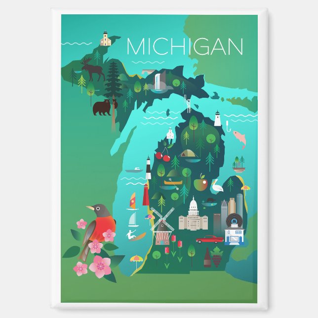 Michigan Map Refrigerator Magnet (Front)