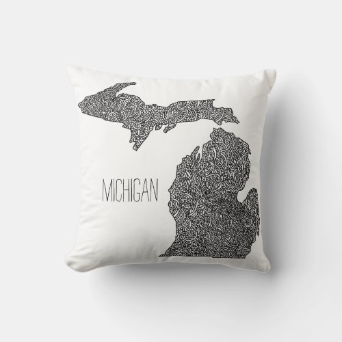 Michigan Map Throw Pillow