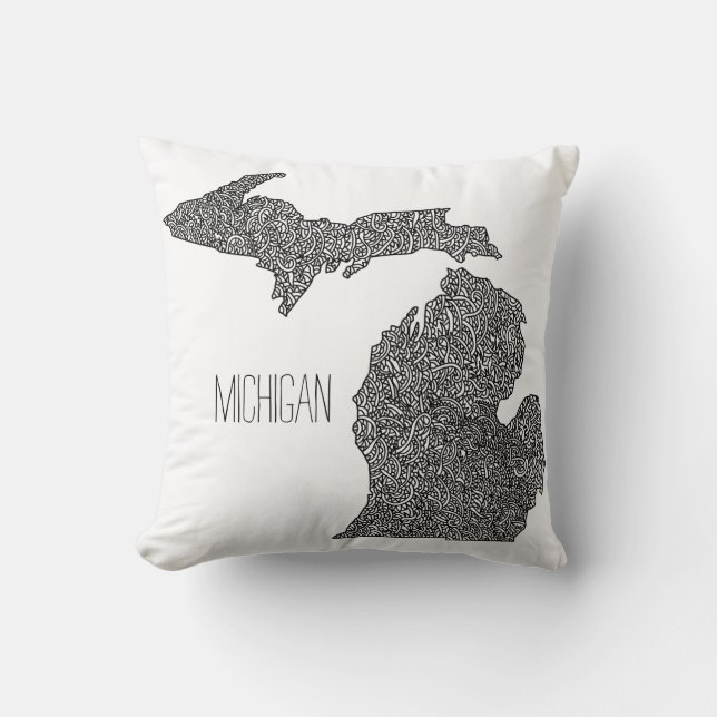 Michigan Map Throw Pillow (Front)