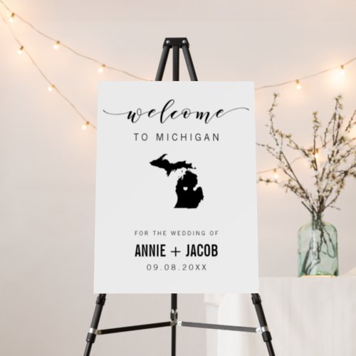 Michigan Map Wedding Welcome Sign Foam Board