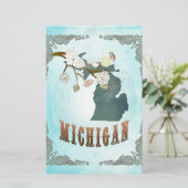 Michigan Map With Lovely Birds (Standing Front)