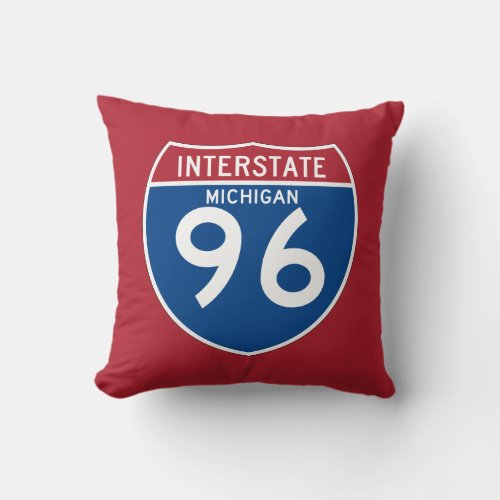 Michigan MI I_96 Interstate Highway Shield _ Throw Pillow