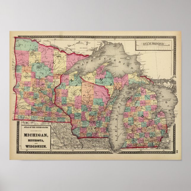 Michigan, Minnesota, and Wisconsin Poster (Front)