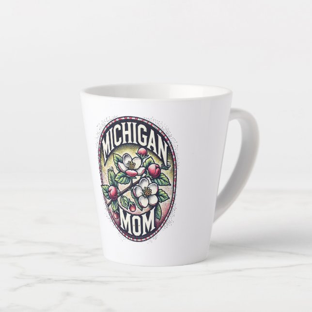 Michigan Mom Cherry Blossom Tree State Flower      Latte Mug (Right Angle)