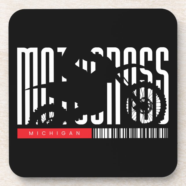 Michigan Motocross Motorcycle Silhouette Beverage Coaster (Front)