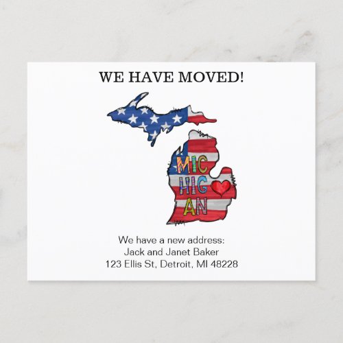 Michigan Moving Announcement Cards