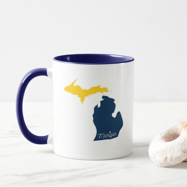 Michigan Mug - Maize and Blue (With Donut)