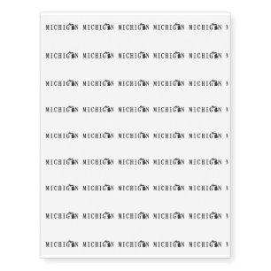 Michigan Name with State Shaped Letter Temporary Tattoos