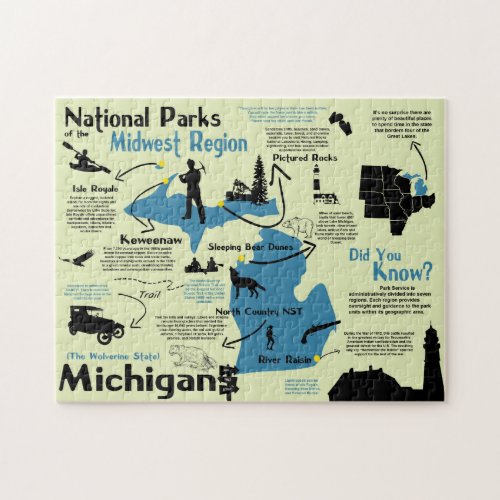 Michigan National Parks Infographic Map Jigsaw Puzzle