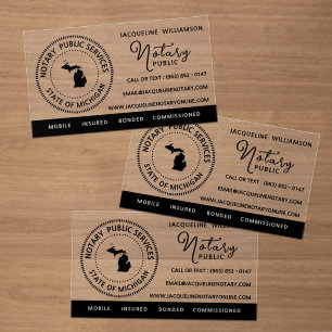 Michigan Notary Public Services Clear Business Cards