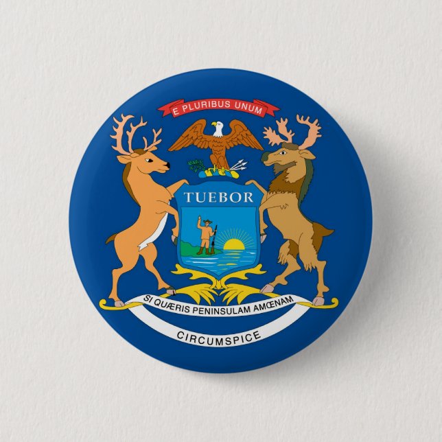 Michigan  Official State Flag Button (Front)