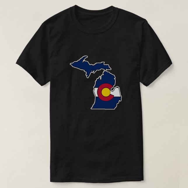 Michigan outline Colorado flag Fitted T-Shirt (Design Front)