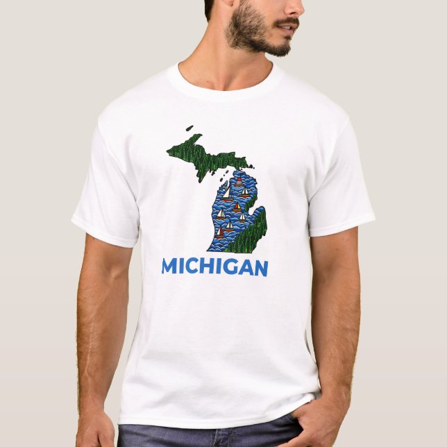 Michigan Outline Tattoo Style  T-Shirt (Front)