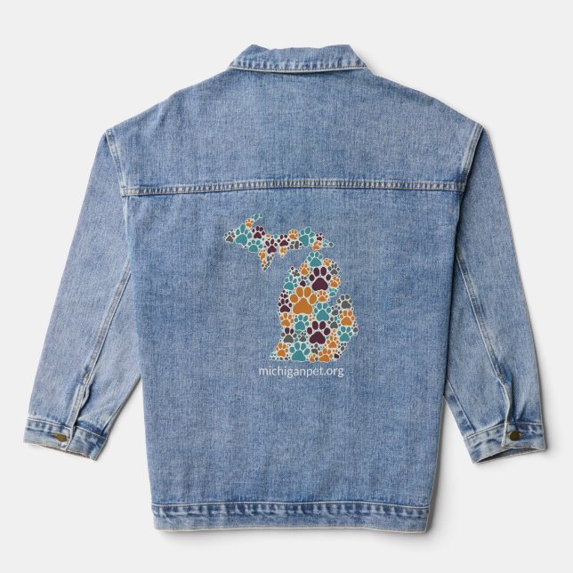 Michigan Paw Prints Denim Jean Jacket (Back)
