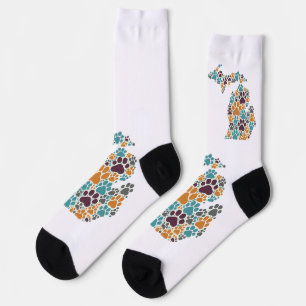 Michigan Paw Prints Premium Crew Socks
