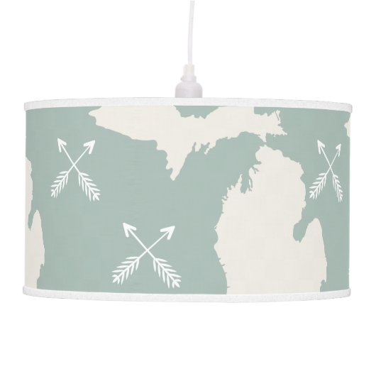 Michigan Pendant Map of Michigan Lamp (Front)