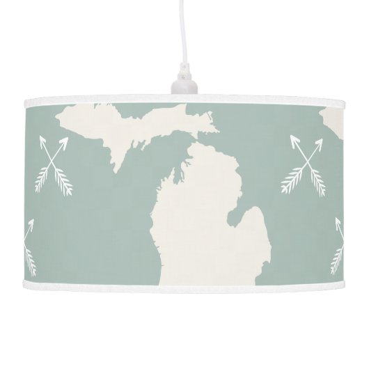 Michigan Pendant Map of Michigan Lamp (Left)