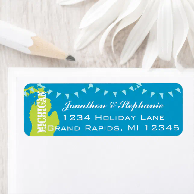 Michigan Tech Address Labels Michigan Pendant Map of Michigan Return Labels | Zazzle