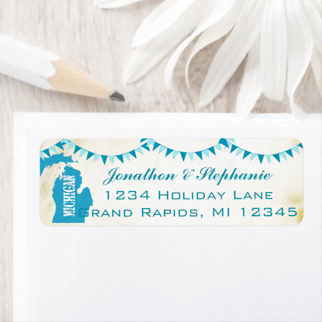 Michigan Tech Address Labels Michigan Pendant Map of Michigan Return Labels | Zazzle